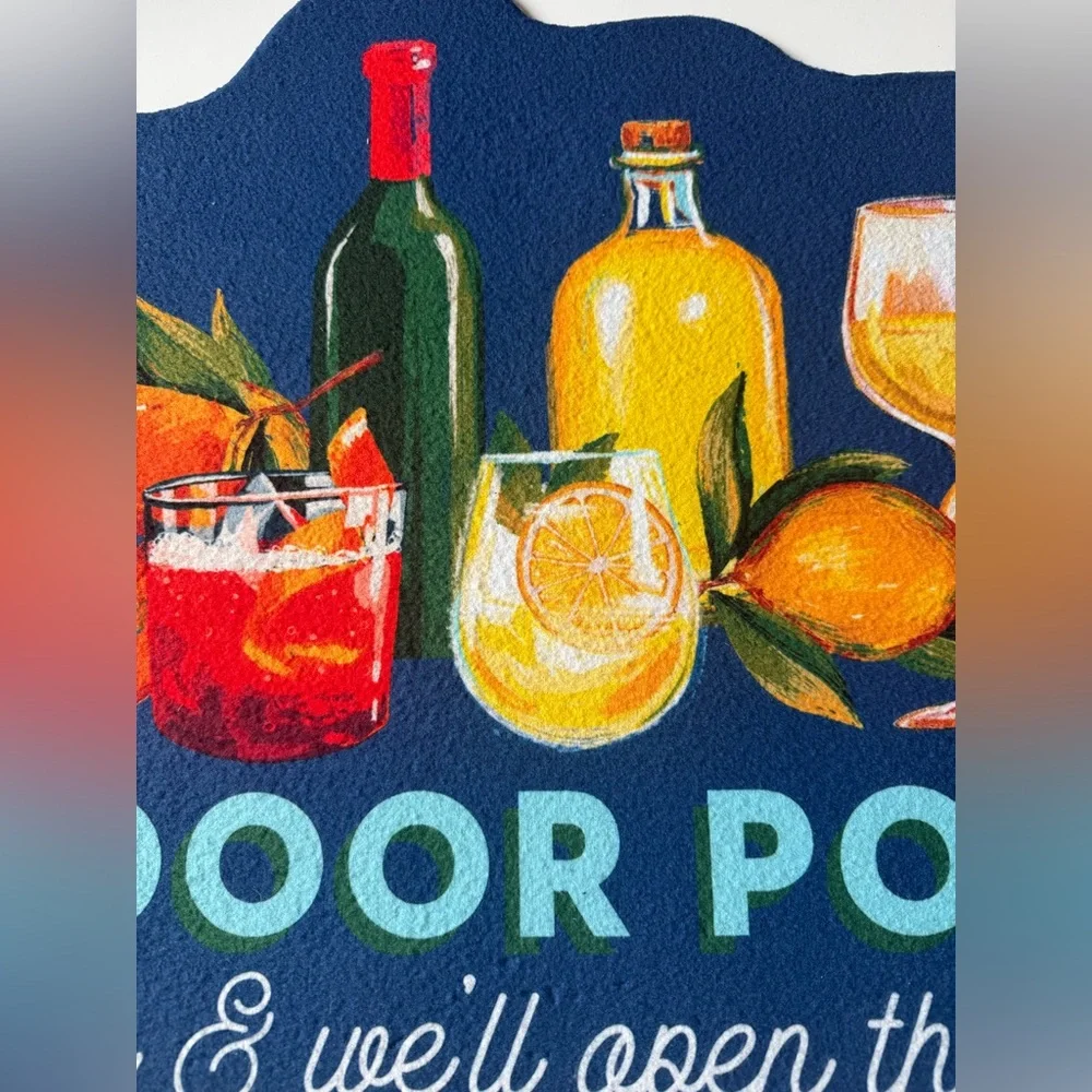 Wine and Fruit Patio Porch Doormat 18” x 30” “Open Door Policy”